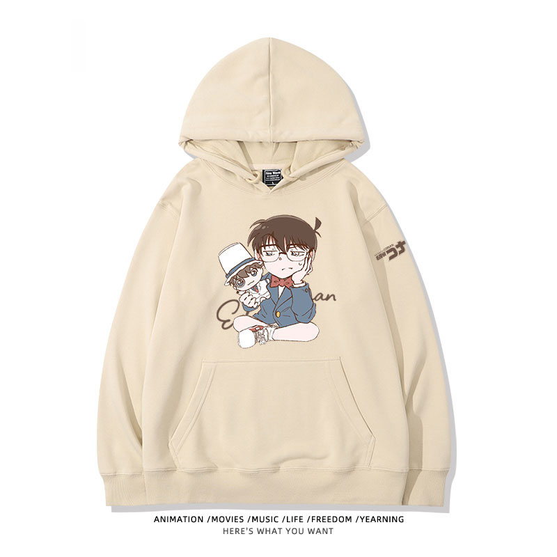 名偵探柯南 聯名衛衣2024秋冬新款親子情侶裝薄絨款連帽衛衣