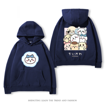 chiikawa 2024秋冬新款親子情侶裝薄絨款連帽衛衣