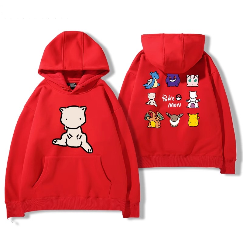 寶可夢聯名衛衣2024秋冬新款親子情侶裝薄絨款連帽衛衣
