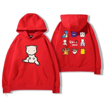 寶可夢聯名衛衣2024秋冬新款親子情侶裝薄絨款連帽衛衣