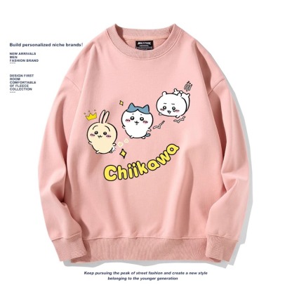 Chiikawa聯名衛衣2024秋冬新款親子情侶裝薄絨款連帽衛衣