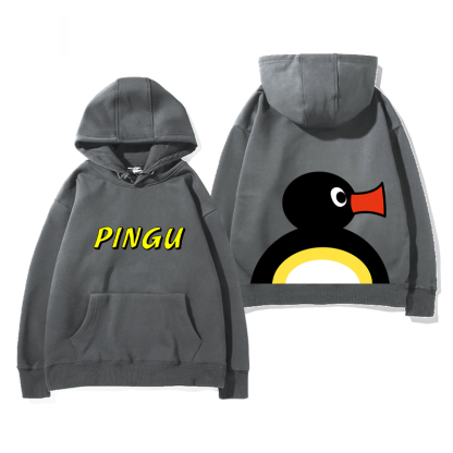 企鵝家族PINGU 聯名衛衣2024秋冬新款親子情侶裝薄絨款連帽衛衣