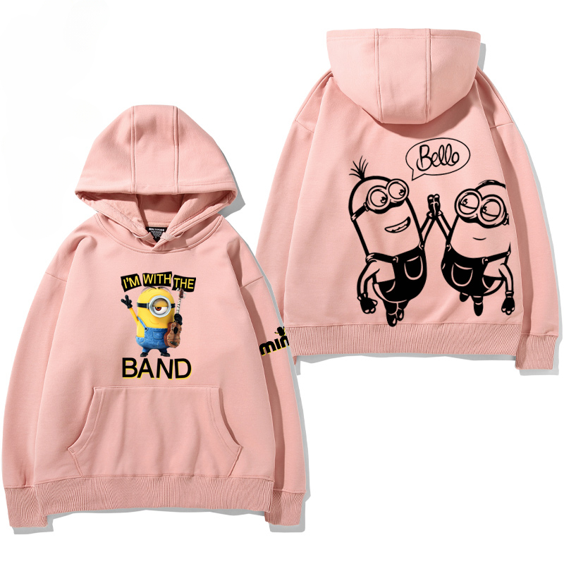 小黃人 聯名衛衣2024秋冬新款親子情侶裝薄絨款連帽衛衣