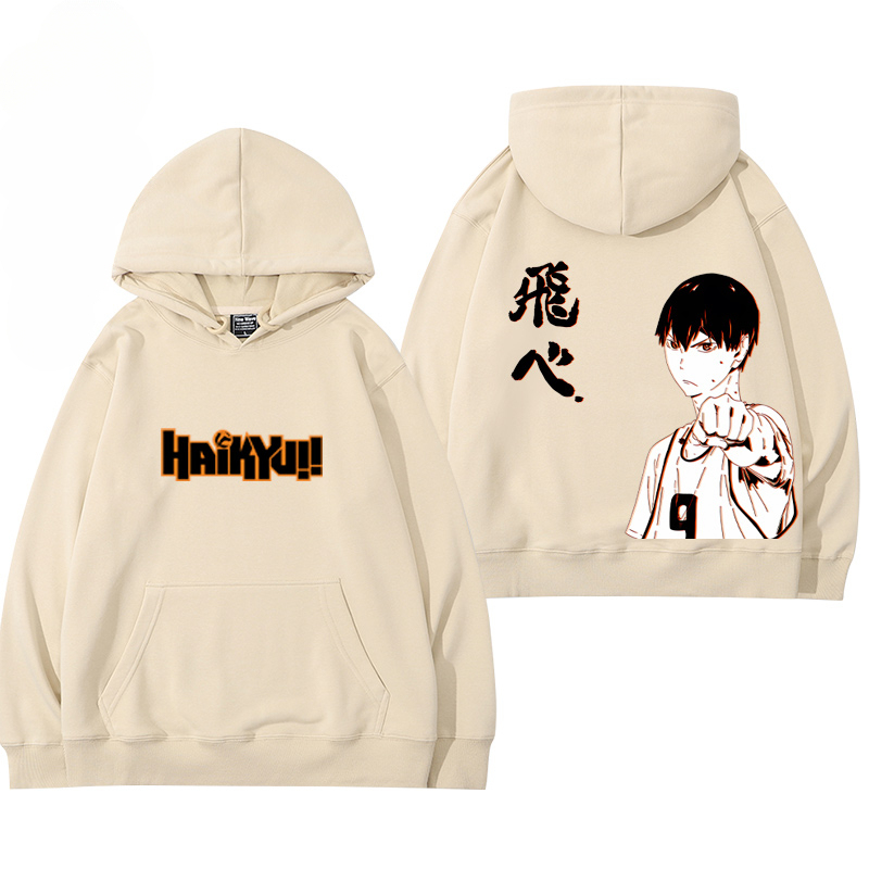 排球少年聯名衛衣2024秋冬新款親子情侶裝薄絨款連帽衛衣