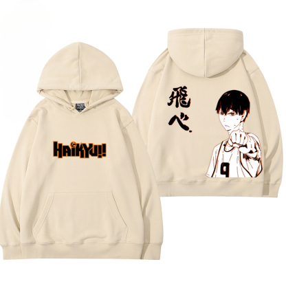 排球少年聯名衛衣2024秋冬新款親子情侶裝薄絨款連帽衛衣