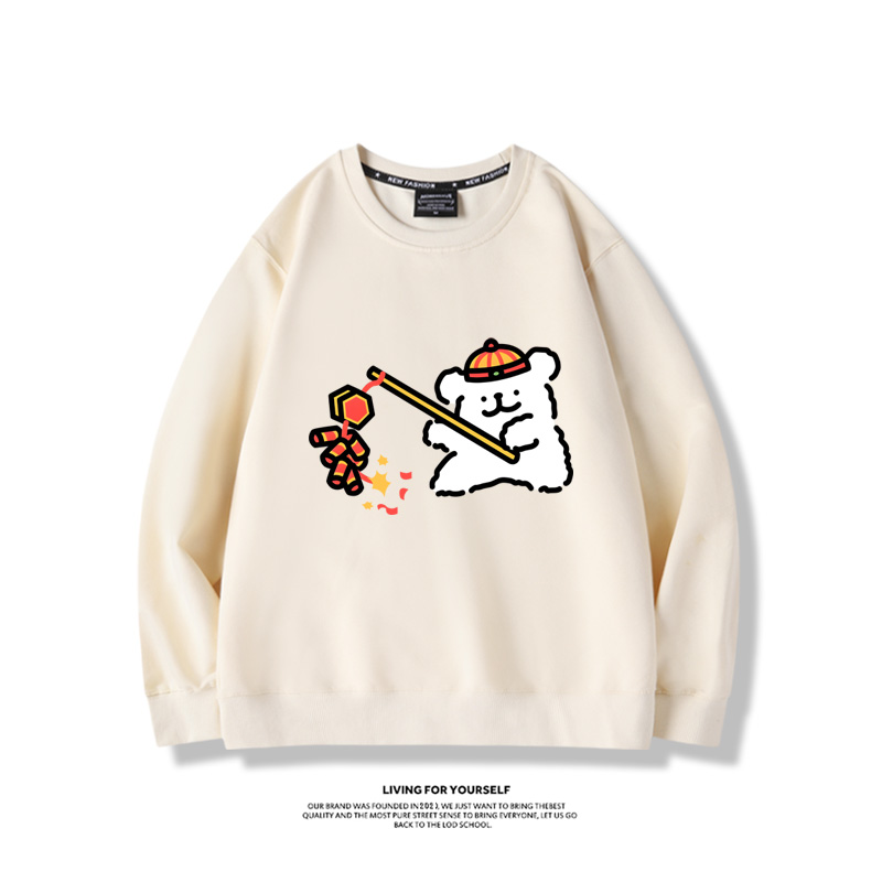 線條小狗2023親子情侶裝 圓領長袖