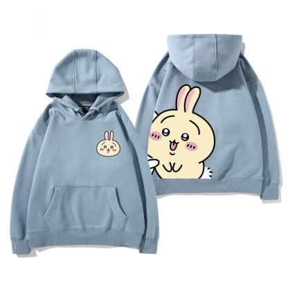 Chiikawa聯名衛衣2024秋冬新款親子情侶裝薄絨款連帽衛衣