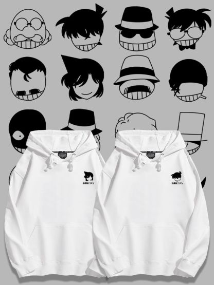 名偵探柯南聯名衛衣2023秋冬新款親子情侶裝薄絨款連帽衛衣