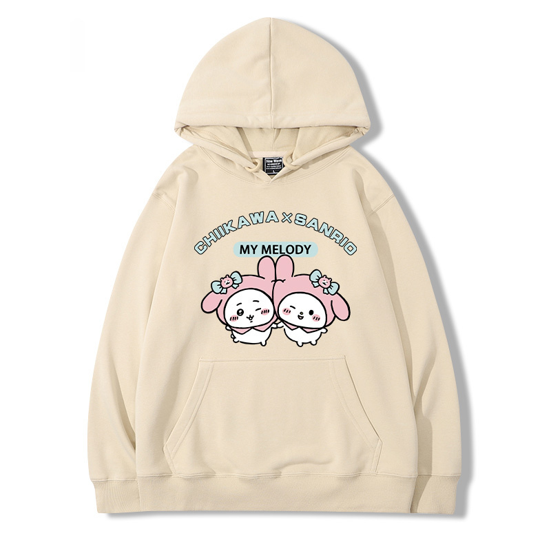 chiikawa吉伊卡哇聯名三麗歐 2024秋冬新款親子情侶裝薄絨款連帽衛衣