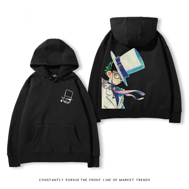 名偵探柯南聯名衛衣2024秋冬新款親子情侶裝薄絨款連帽衛衣