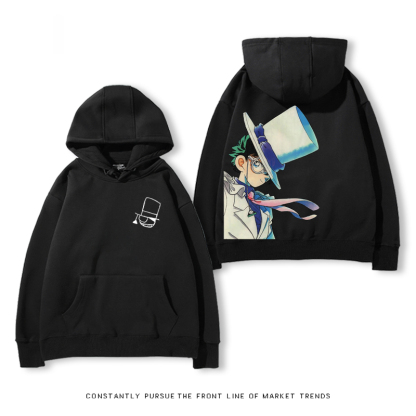 名偵探柯南聯名衛衣2024秋冬新款親子情侶裝薄絨款連帽衛衣