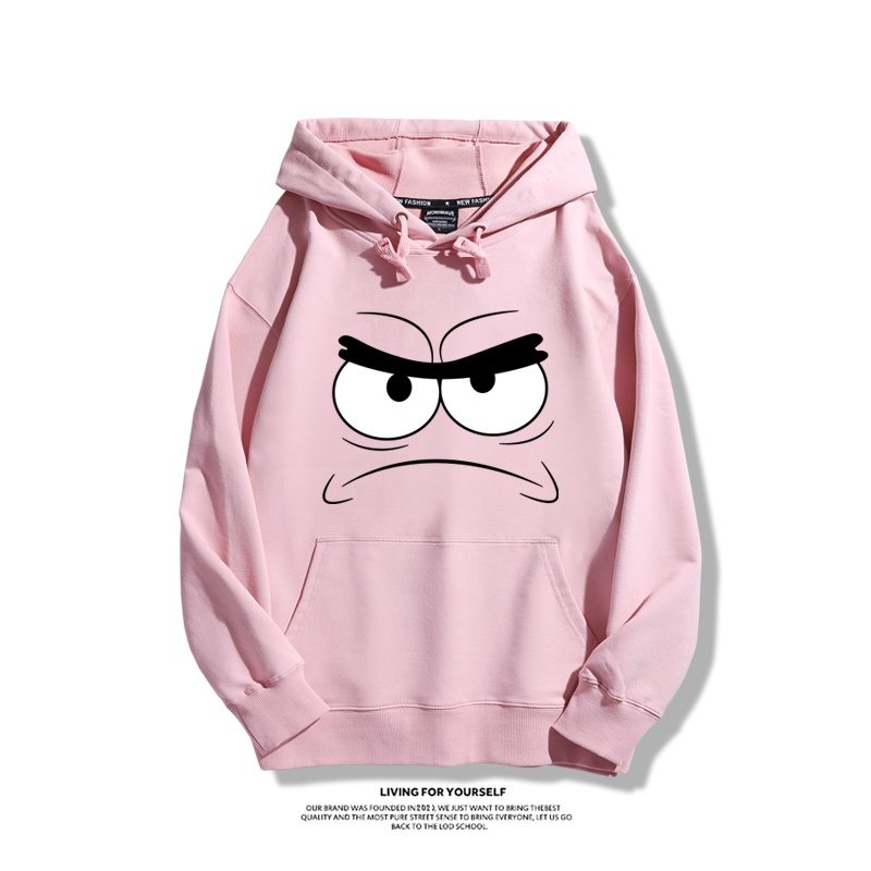 海綿寶寶聯名衛衣2023秋冬新款親子情侶裝薄絨款連帽衛衣