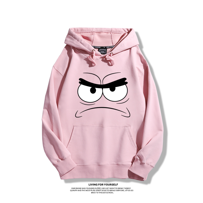 海綿寶寶聯名衛衣2023秋冬新款親子情侶裝薄絨款連帽衛衣