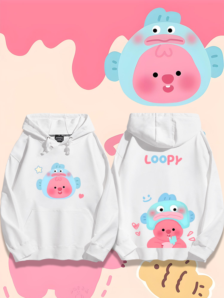 萌系loopy露比x三麗鷗聯名衛衣2023秋冬新款親子情侶裝薄絨款連帽衛衣