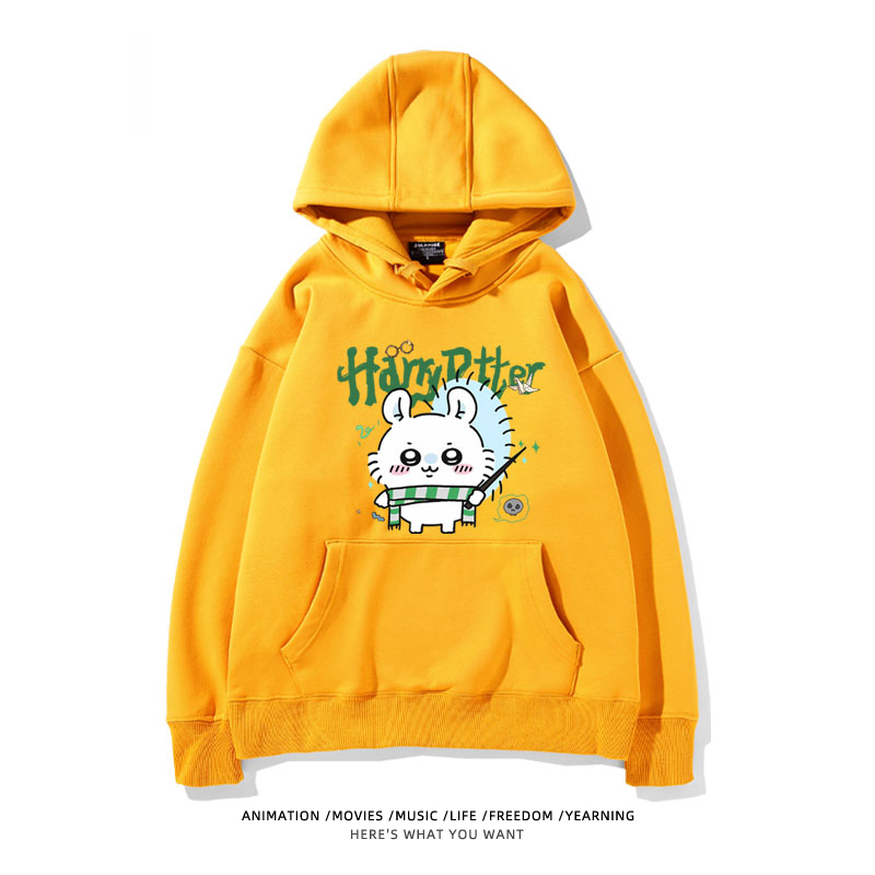 Chiikawa聯名衛衣2024秋冬新款親子情侶裝薄絨款連帽衛衣