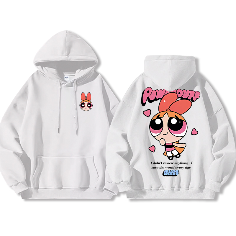 飛天小女警聯名衛衣女衛衣2024秋冬新款親子情侶裝薄絨款連帽衛衣