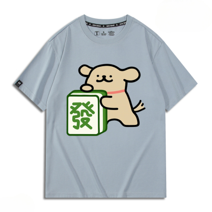 線條小狗 新年發 2024親子情侶男女同款 純棉T恤