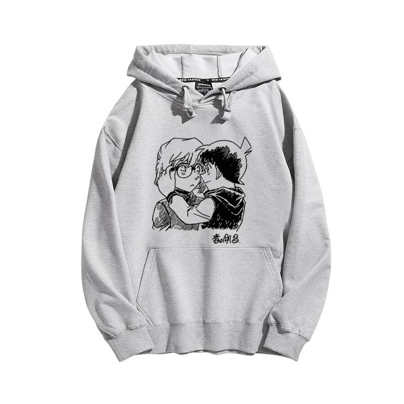 名偵探柯南聯名衛衣2024秋冬新款親子情侶裝薄絨款連帽衛衣