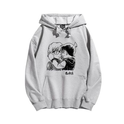 名偵探柯南聯名衛衣2024秋冬新款親子情侶裝薄絨款連帽衛衣