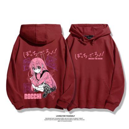 孤獨搖滾聯名衛衣2023秋冬新款親子情侶裝薄絨款連帽衛衣