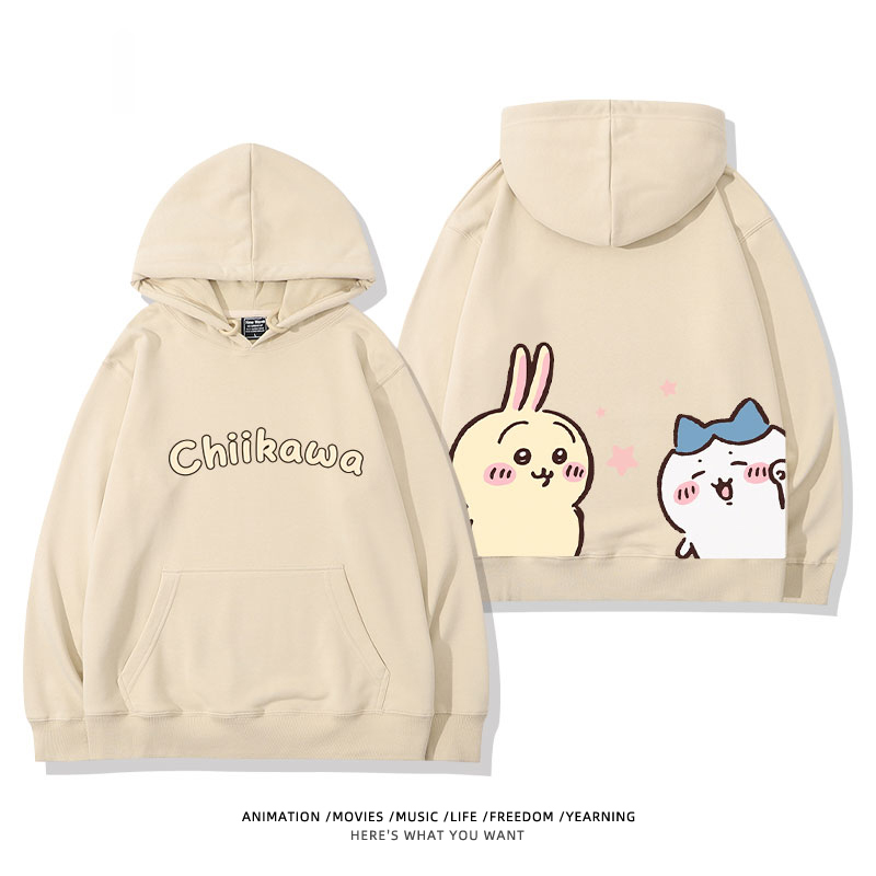 chiikawa 2024秋冬新款親子情侶裝薄絨款連帽衛衣