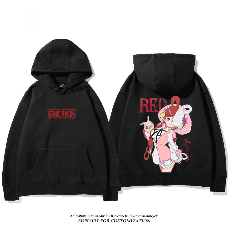 航海王紅髮歌姬烏塔 聯名衛衣2024秋冬新款親子情侶裝薄絨款連帽衛衣