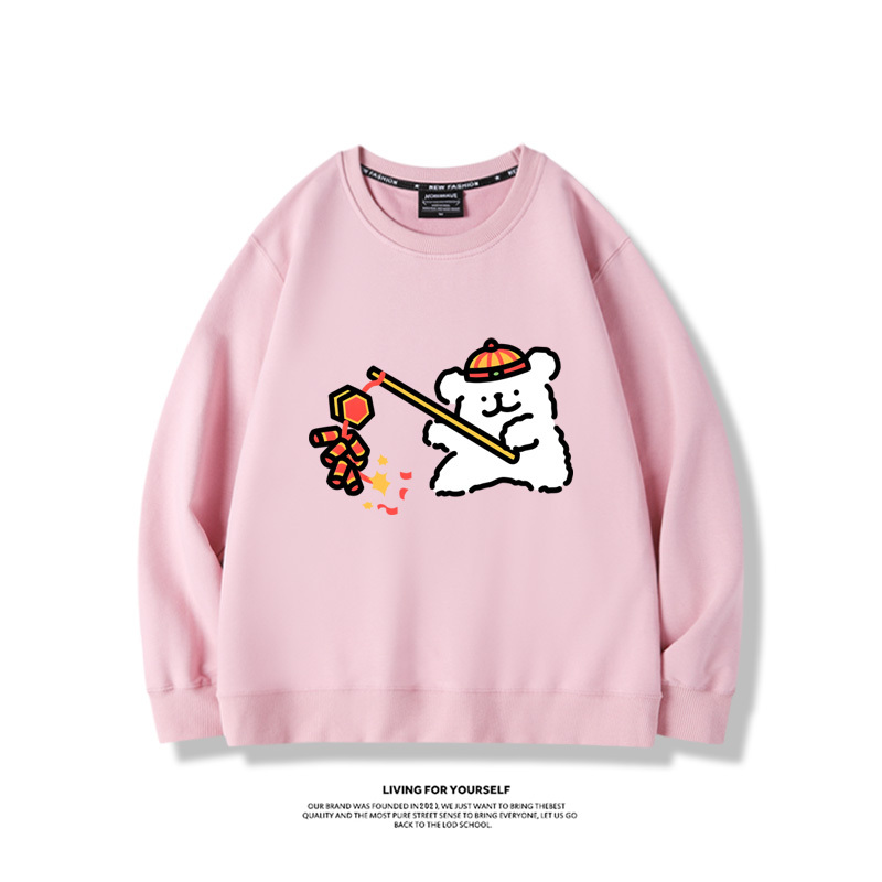 線條小狗2023親子情侶裝 圓領長袖