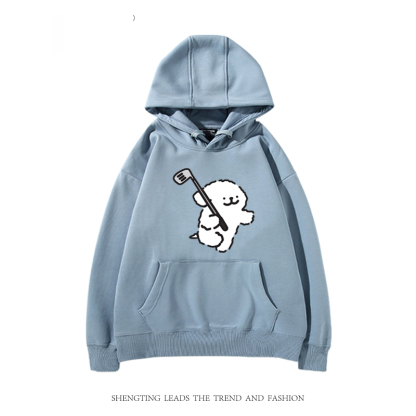 線條小狗 2024秋冬新款親子情侶裝薄絨款連帽衛衣