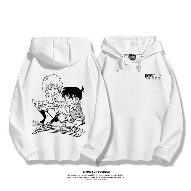 名偵探柯南聯名衛衣2023秋冬新款親子情侶裝薄絨款連帽衛衣