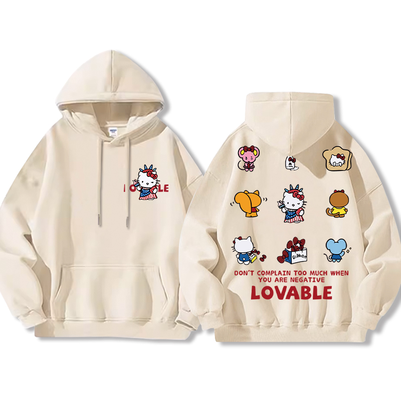 HelloKitty新款 寬鬆百搭 秋冬款 寬鬆連帽衛衣