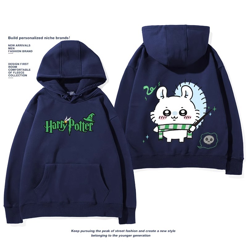 Chiikawa聯名衛衣2024秋冬新款親子情侶裝薄絨款連帽衛衣