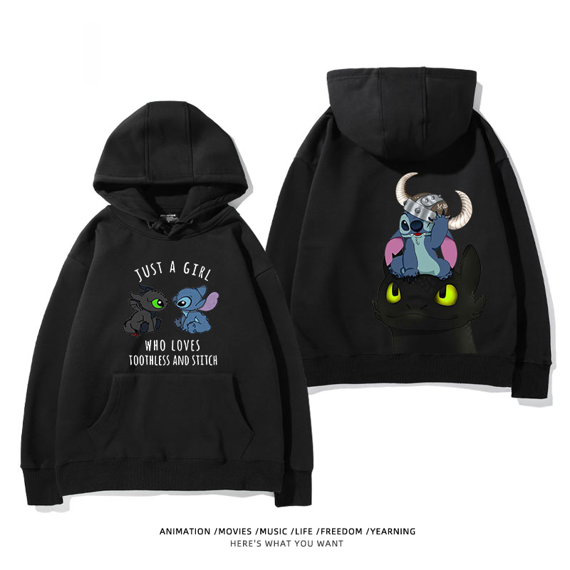 馴龍高手聯名史迪仔 2024秋冬新款親子情侶裝薄絨款連帽衛衣
