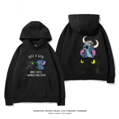 馴龍高手聯名史迪仔 2024秋冬新款親子情侶裝薄絨款連帽衛衣