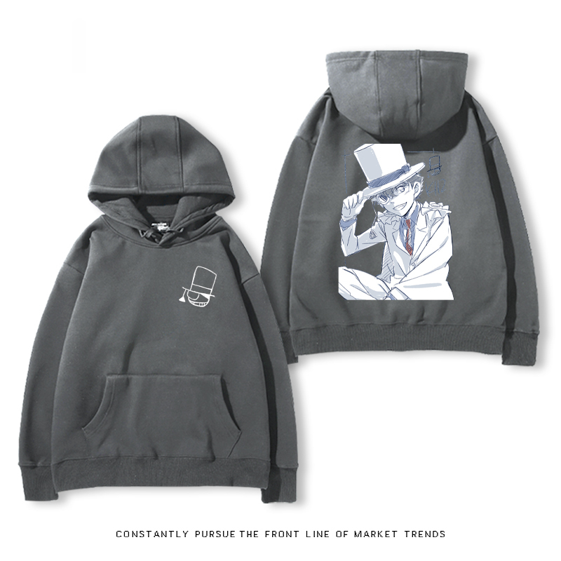 名偵探柯南聯名衛衣2024秋冬新款親子情侶裝薄絨款連帽衛衣