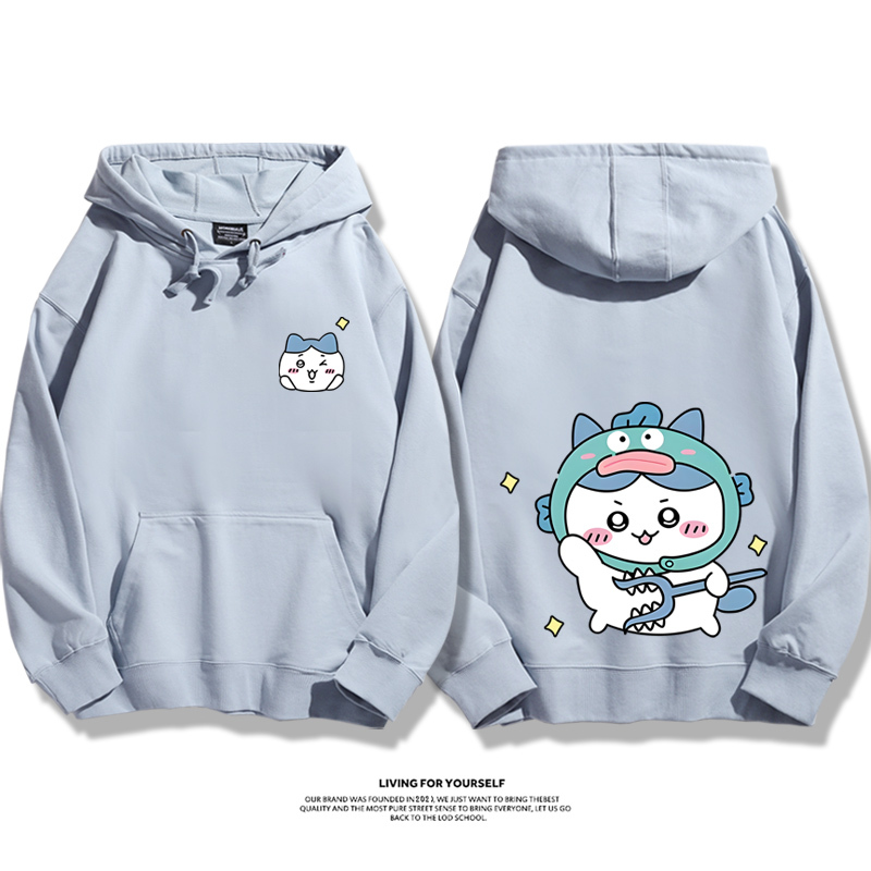 Chiikawa聯名衛衣2024秋冬新款親子情侶裝薄絨款連帽衛衣