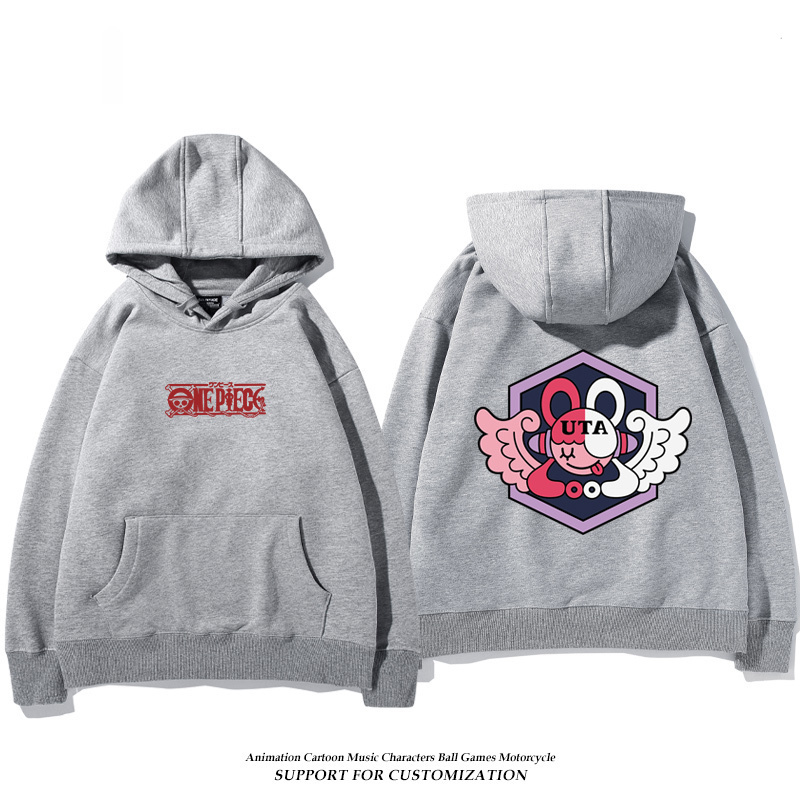 航海王紅髮歌姬烏塔 聯名衛衣2024秋冬新款親子情侶裝薄絨款連帽衛衣