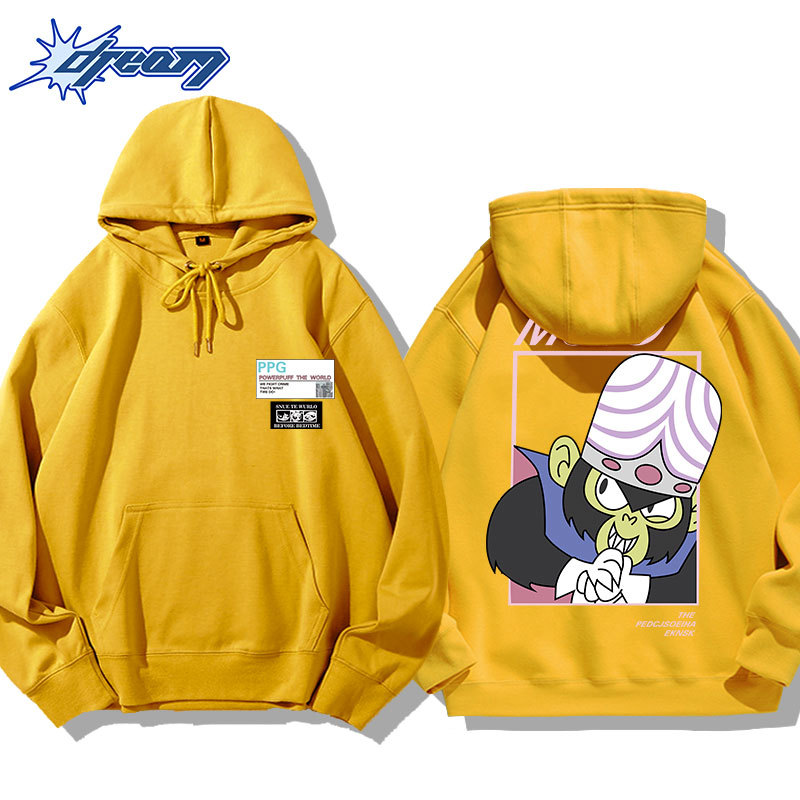 飛天小女警聯名衛衣2024秋冬新款親子情侶裝薄絨款連帽衛衣