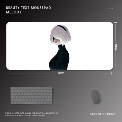 黑色動漫女孩電競超大遊戲加厚防滑鼠標墊