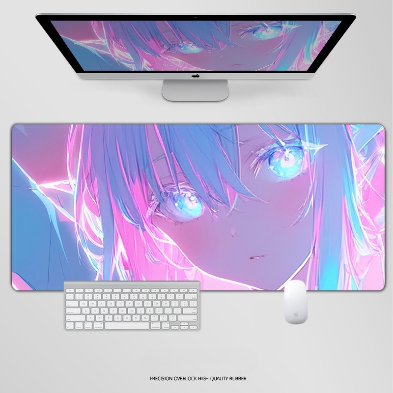 炫彩流光美女電競超大遊戲加厚防滑鼠標墊