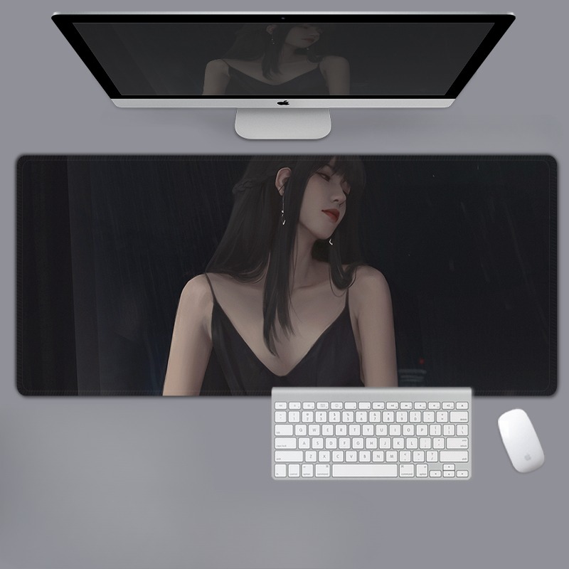 美女性感動漫電競超大遊戲加厚防滑鼠標墊