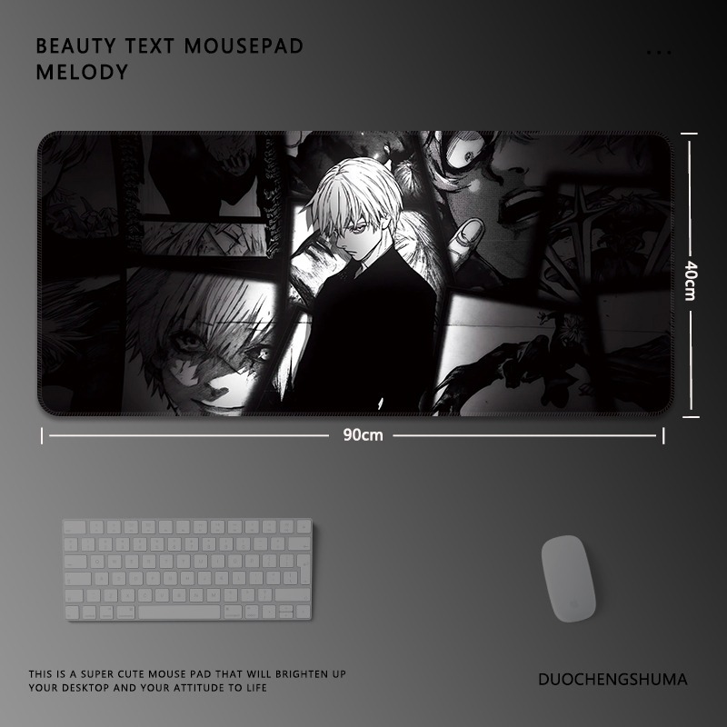 黑白動漫電競超大遊戲加厚防滑鼠標墊