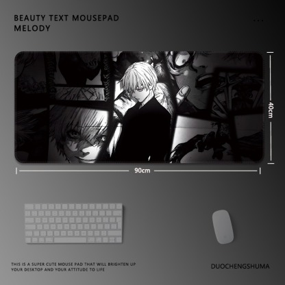 黑白動漫電競超大遊戲加厚防滑鼠標墊