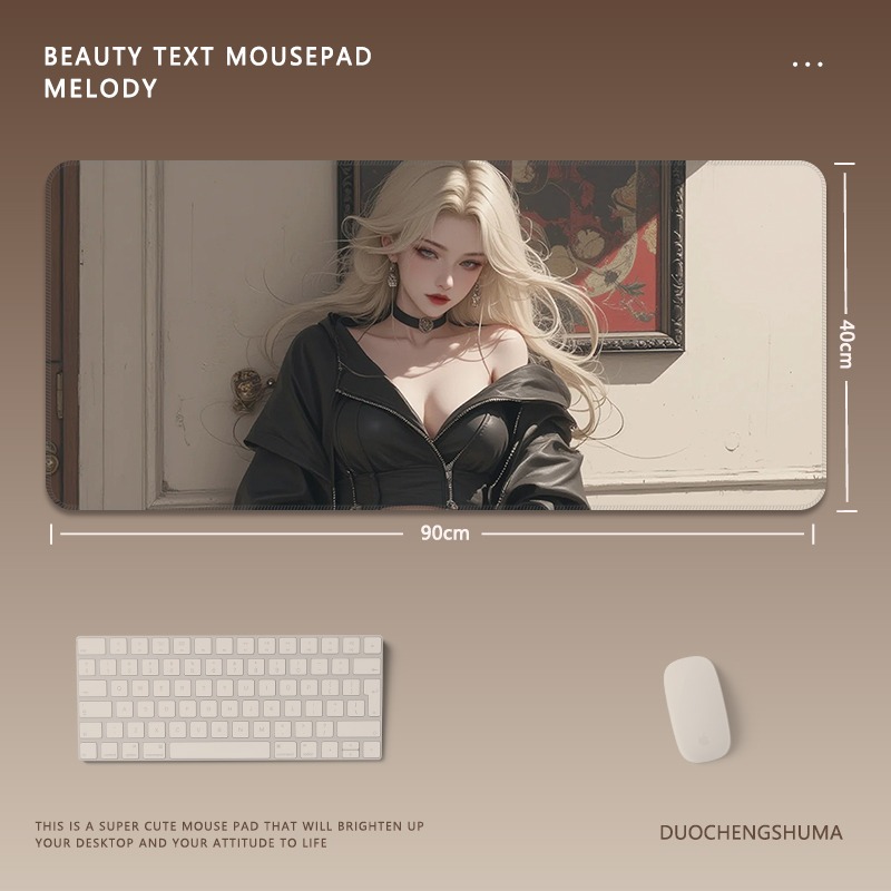 動漫美女電競超大遊戲加厚防滑鼠標墊