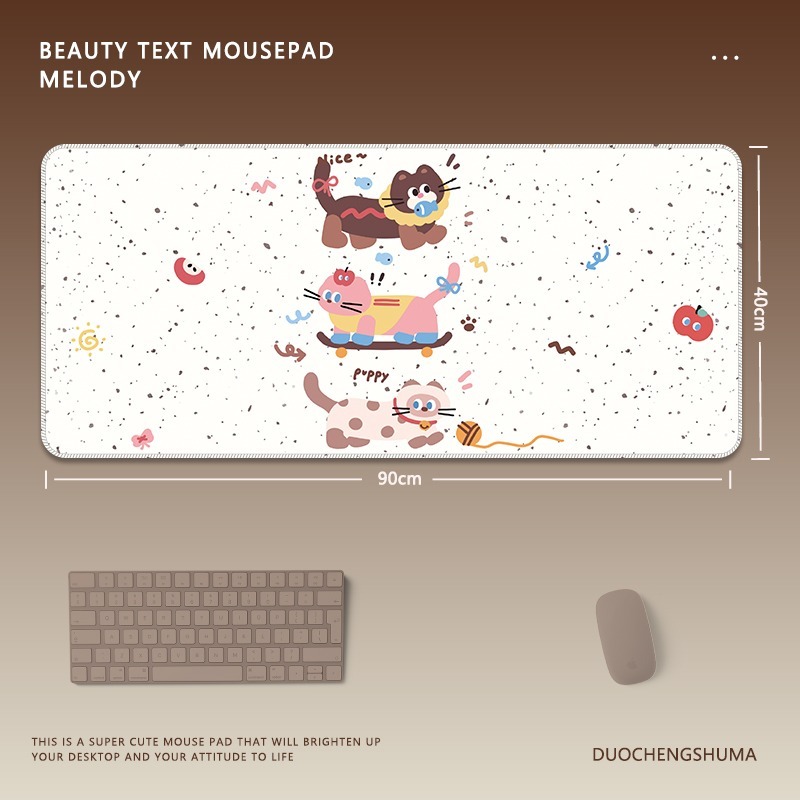 可愛星球小黑猫電競超大遊戲加厚防滑鼠標墊