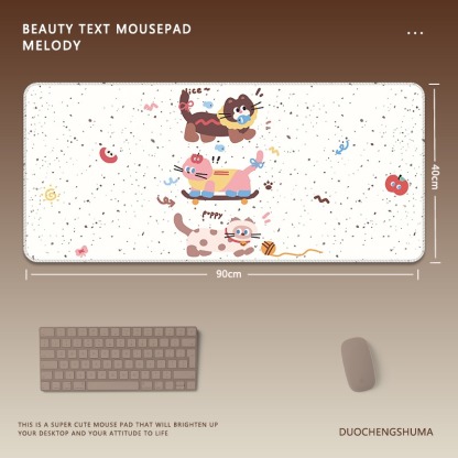 可愛星球小黑猫電競超大遊戲加厚防滑鼠標墊