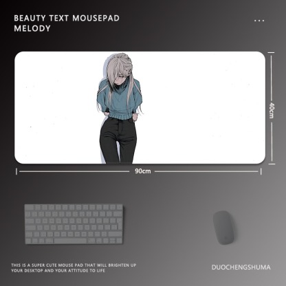 黑色動漫女孩電競超大遊戲加厚防滑鼠標墊