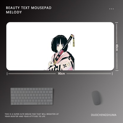 黑色動漫女孩電競超大遊戲加厚防滑鼠標墊