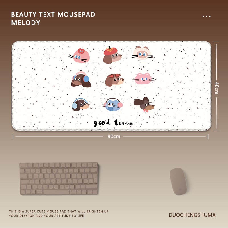 可愛星球小黑猫電競超大遊戲加厚防滑鼠標墊