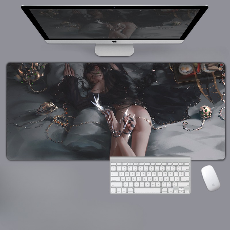 美女性感動漫電競超大遊戲加厚防滑鼠標墊