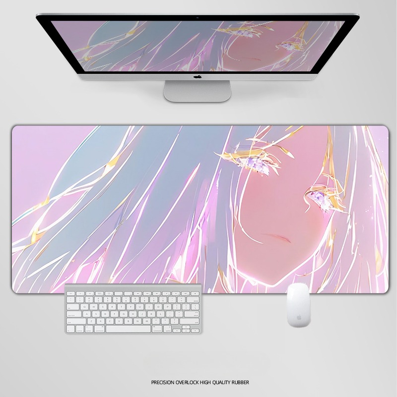 炫彩流光美女電競超大遊戲加厚防滑鼠標墊